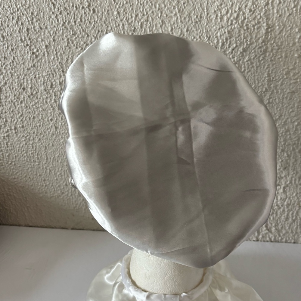 Reversible Satin Sleep Bonnet – Navy Blue & Silver – Extra Large, Elastic Fit - Picture 12 of 16